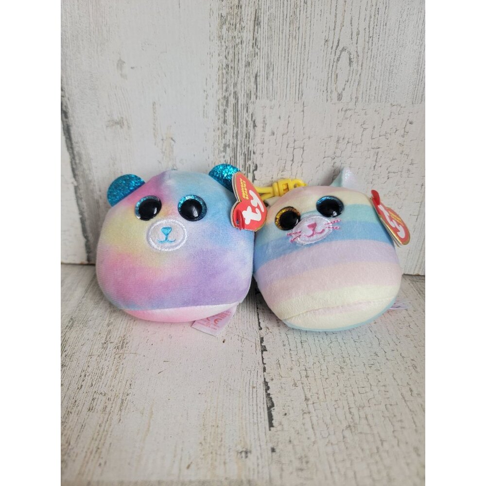 Ty beanie baby hope bear Heather cat plush‎ keychain